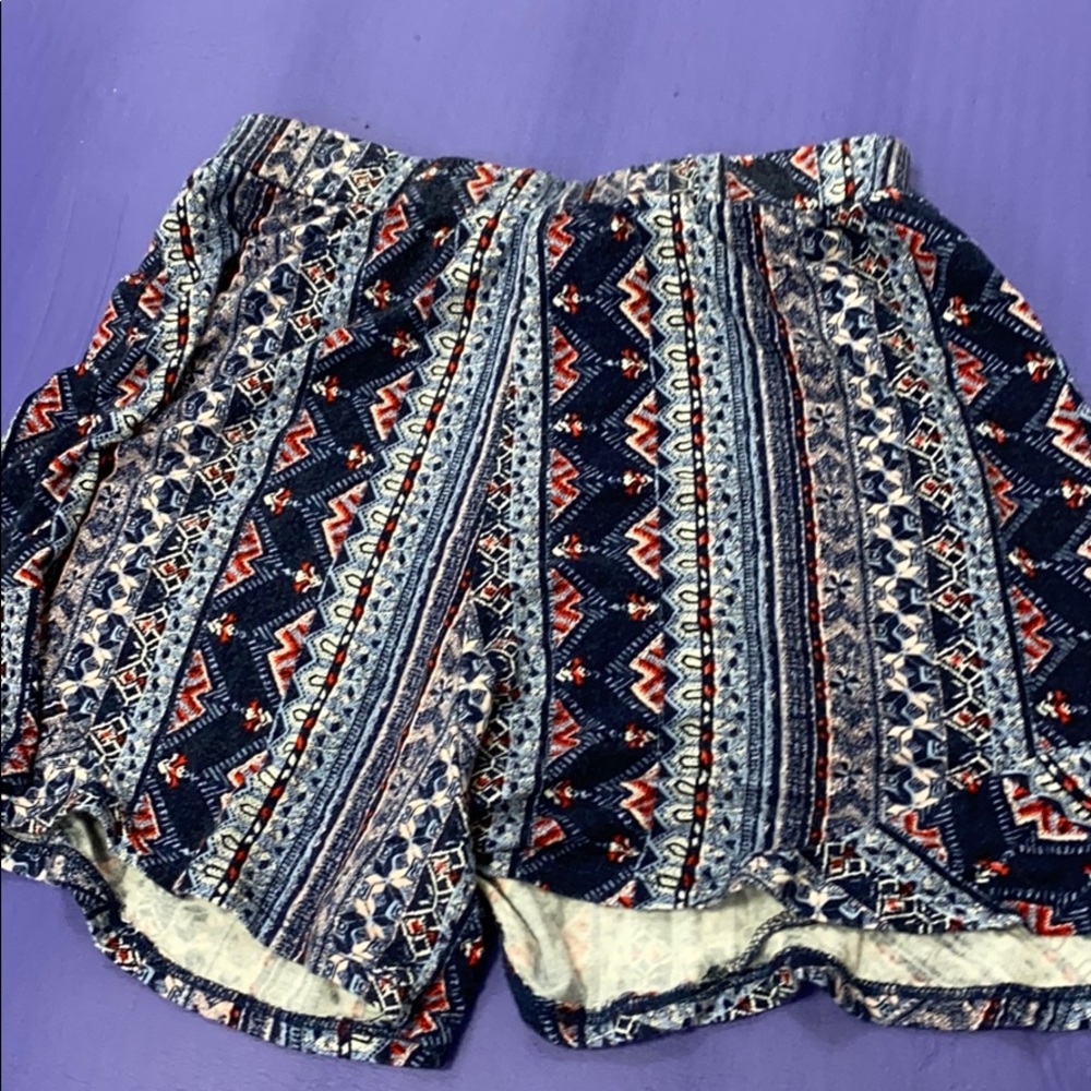 red white and blue flowy shorts